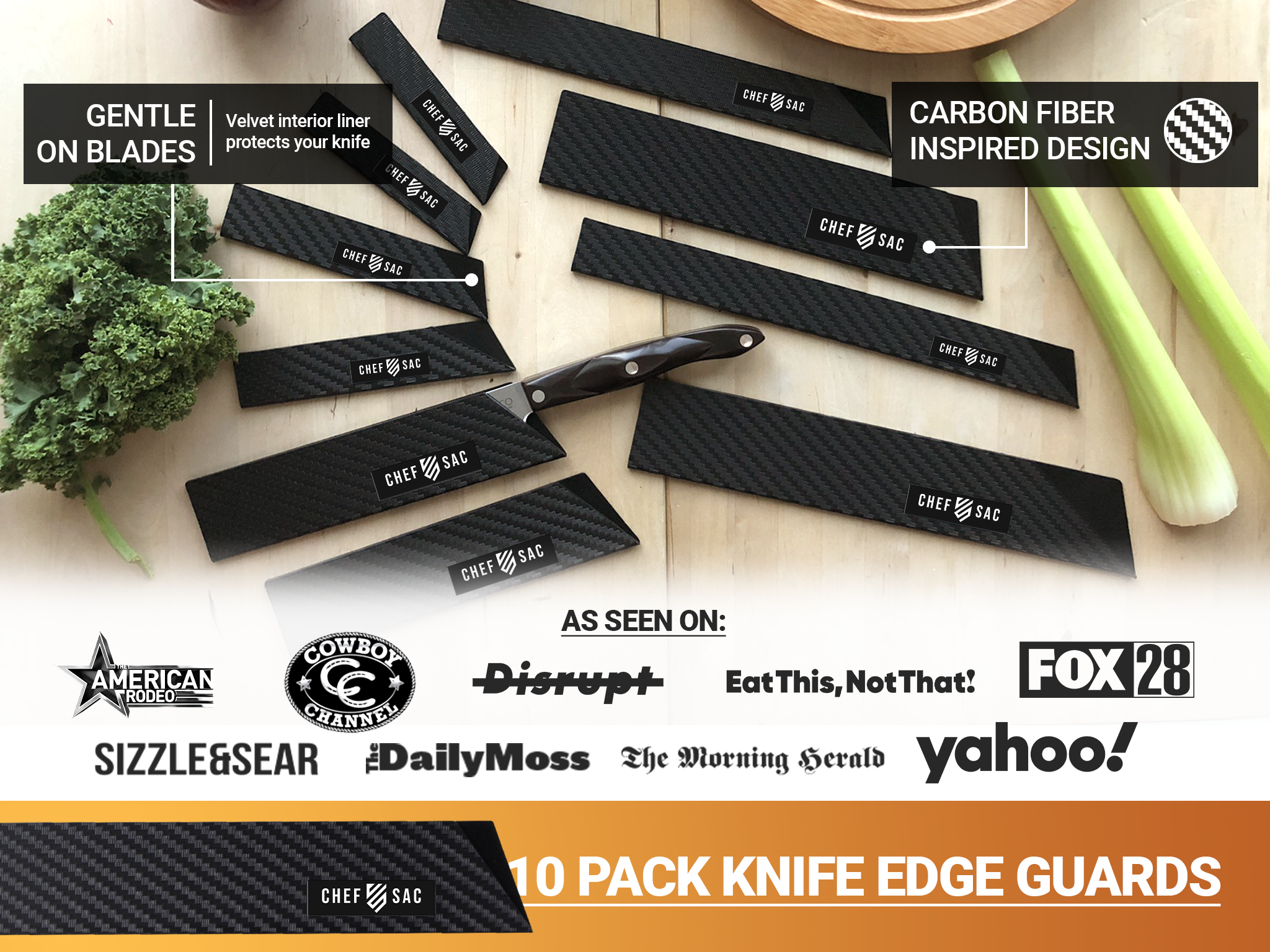 XYj Knife Edge Guards for Stainless Steel 8 Inch Chef Knives 7 Inch Santoku  Knife Blade Protector Cover Plastic Knives Sheath