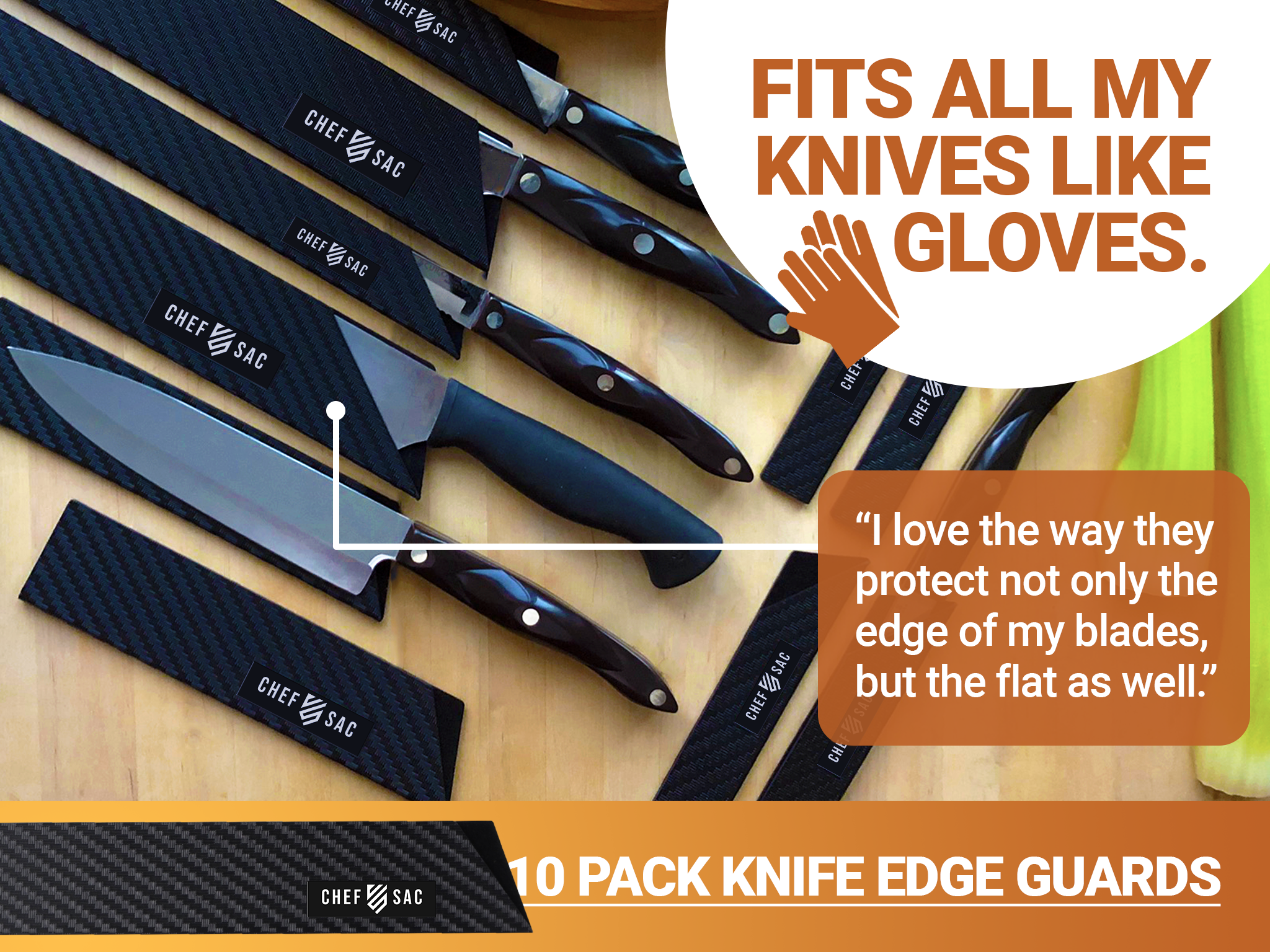 Foxwake Chef Knife Edge Guard, 8 Inch Wood Knife Sleeve, Knife Cover, Knife  Sheath, Knife Blade Case with Pin, Single Knife Holder Fit for Gyuto Chef