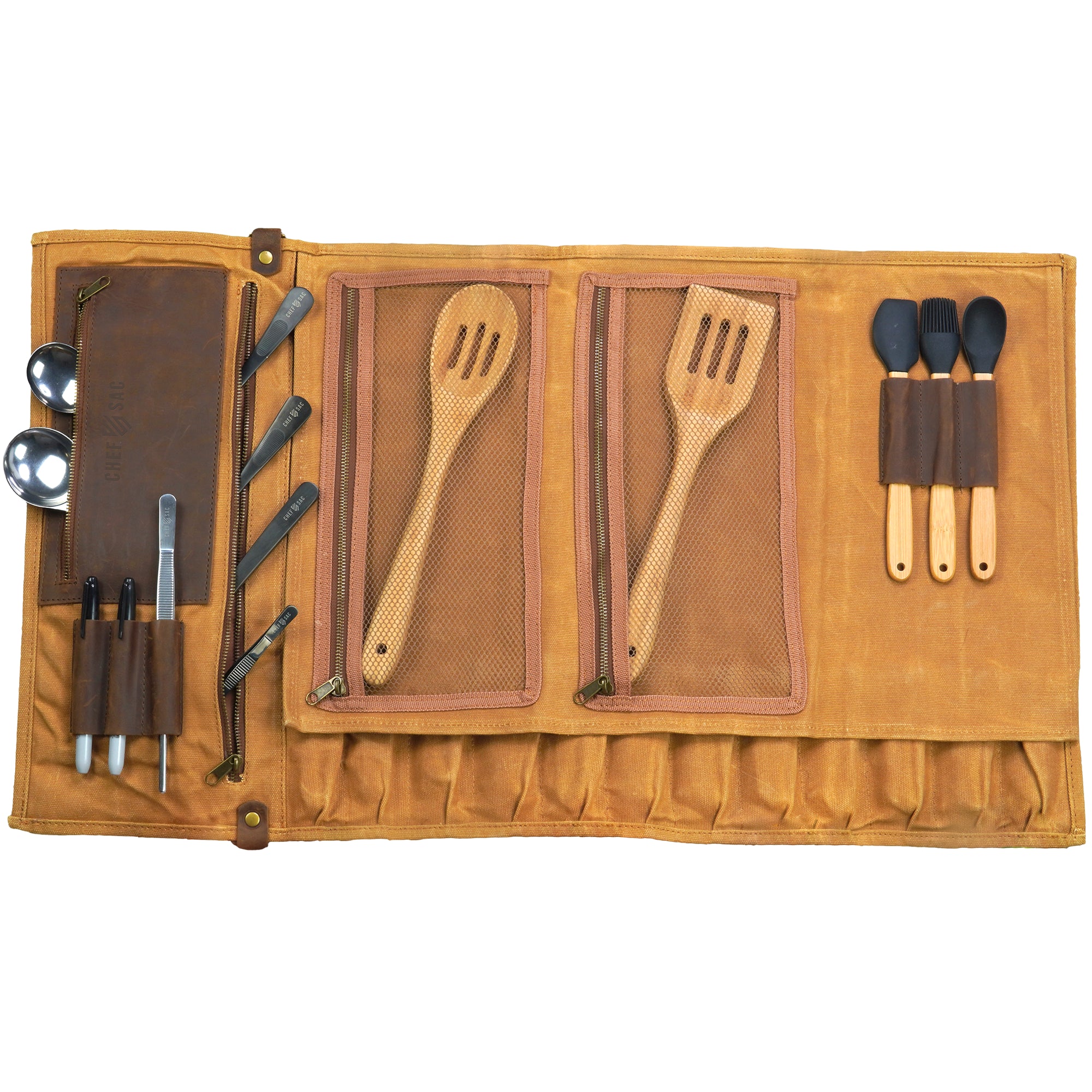 Waxed Canvas & Leather Chef Knife Roll Bag