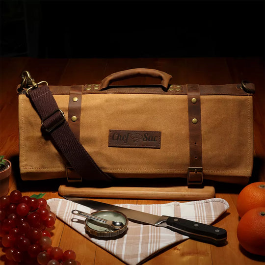 11 Slots High Quality Waxed Canvas Chef Knives Roll Bag  TOROS - COOKWARE  BAKEWARE & GRILL STORE Chef Knives Bag